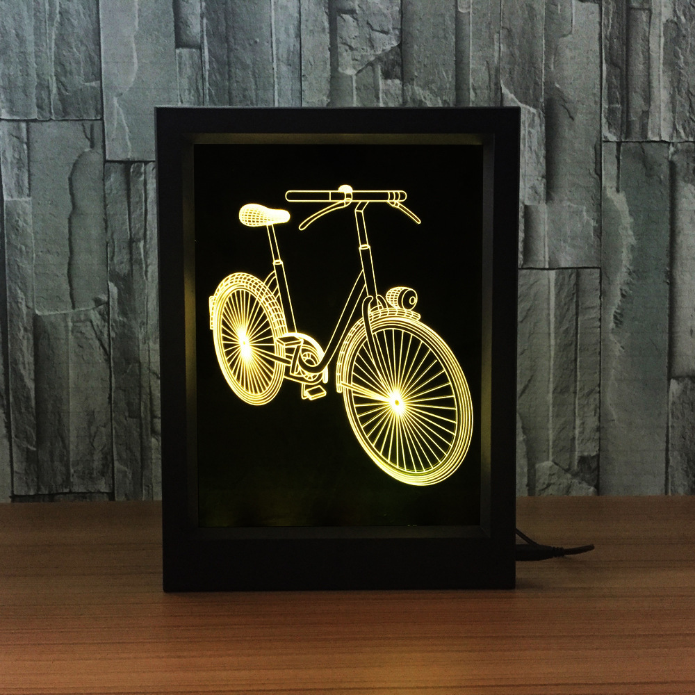 创意 3D相框灯 吉他 萨克斯 闹钟 相机 单车