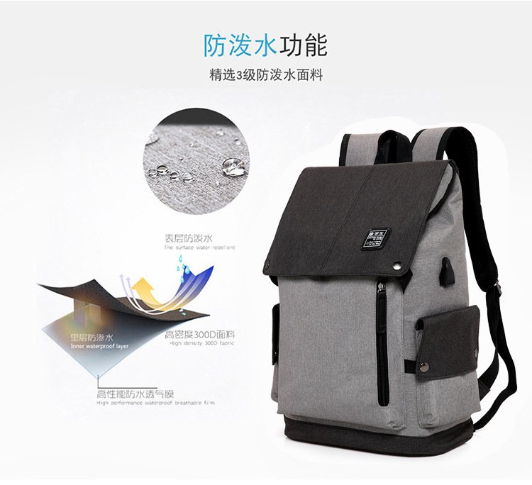 Travel backpacks, color-blocked men's backpacks, casual Korean-style college student schoolbags, usb charging computer bags in stock for wholesale undefined