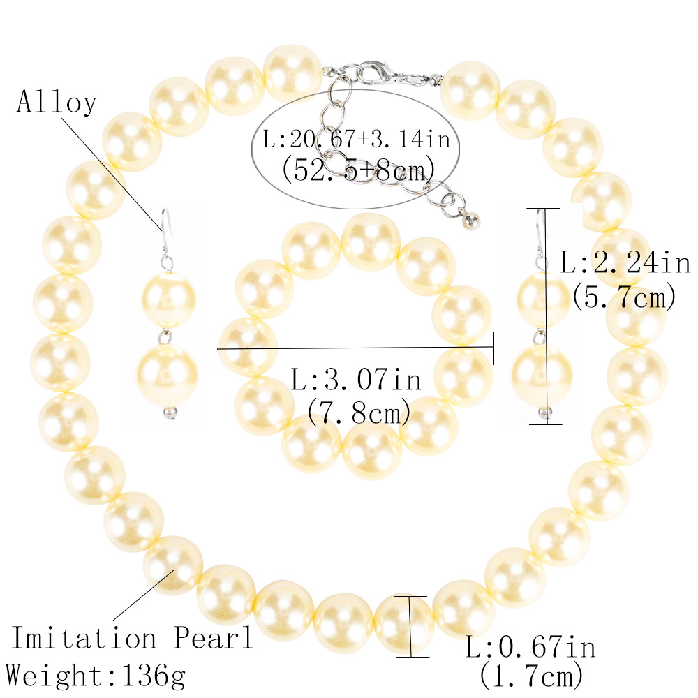 Exotic alloy plating Necklace Set (white)NHJE0456-white