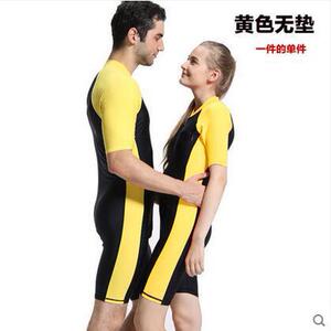 男女情侣游泳衣一件代发韩版连体防晒速干短袖短裤潜水游泳衣服