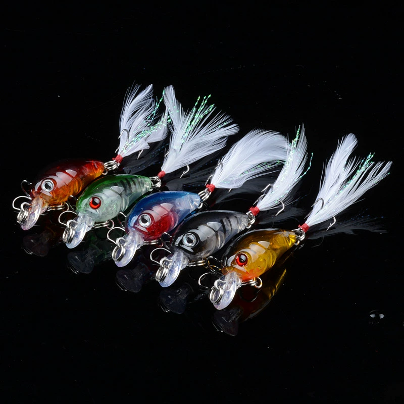 Купить рыболовная приманка Hard Fishing Lure (Luya) 4.5 см, 4 г – 5-цветная мини-бионик-минная блестящая приманка с кристальной 3D-глянц и перьевой крючок