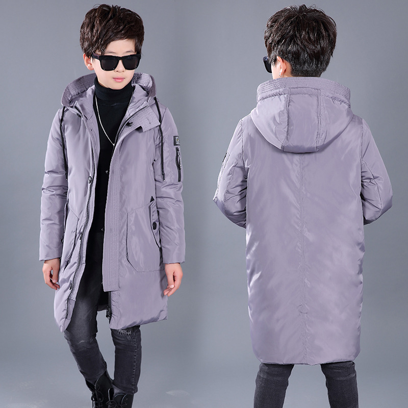 男童羽绒服灰色拼接1