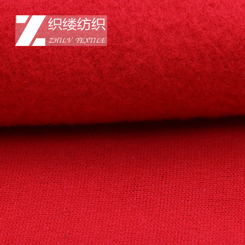 现货供应摇粒绒卫衣面料 多颜色绒布单拉毛全涤布匹厂家批发