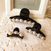 Black hair accessory from pearl, big small crab pin, hairpins, wholesale, Chanel style