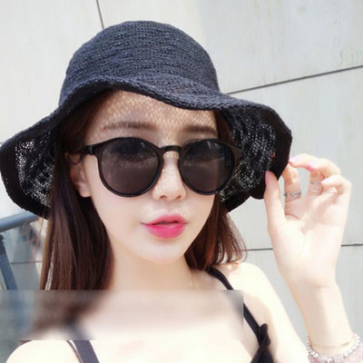 Foldable Sunscreen Fisherman hat new pattern Solid Cotton and hemp knitting Hollow Hat Thin section sunshade Bucket hats