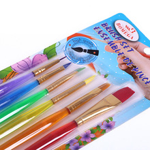 兒童6支糖果色寬窄美術畫刷 幼兒園美術繪畫筆畫刷筆刷套裝