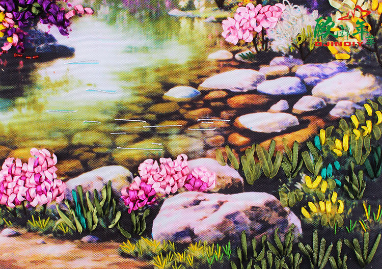 Oujin nianhua cinta bordado fábrica impresión en color directo colgando pintura esperando su temporada sala de estar entrada pintura decorativa