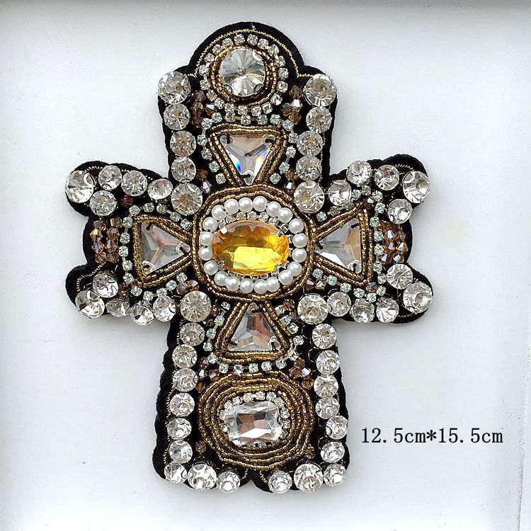 Nuevo en stock industria pesada hecha a mano con cuentas de tela pegatinas de cristal Cruz ancla decoración parche pegatinas zapatos y sombreros accesorios de bricolaje