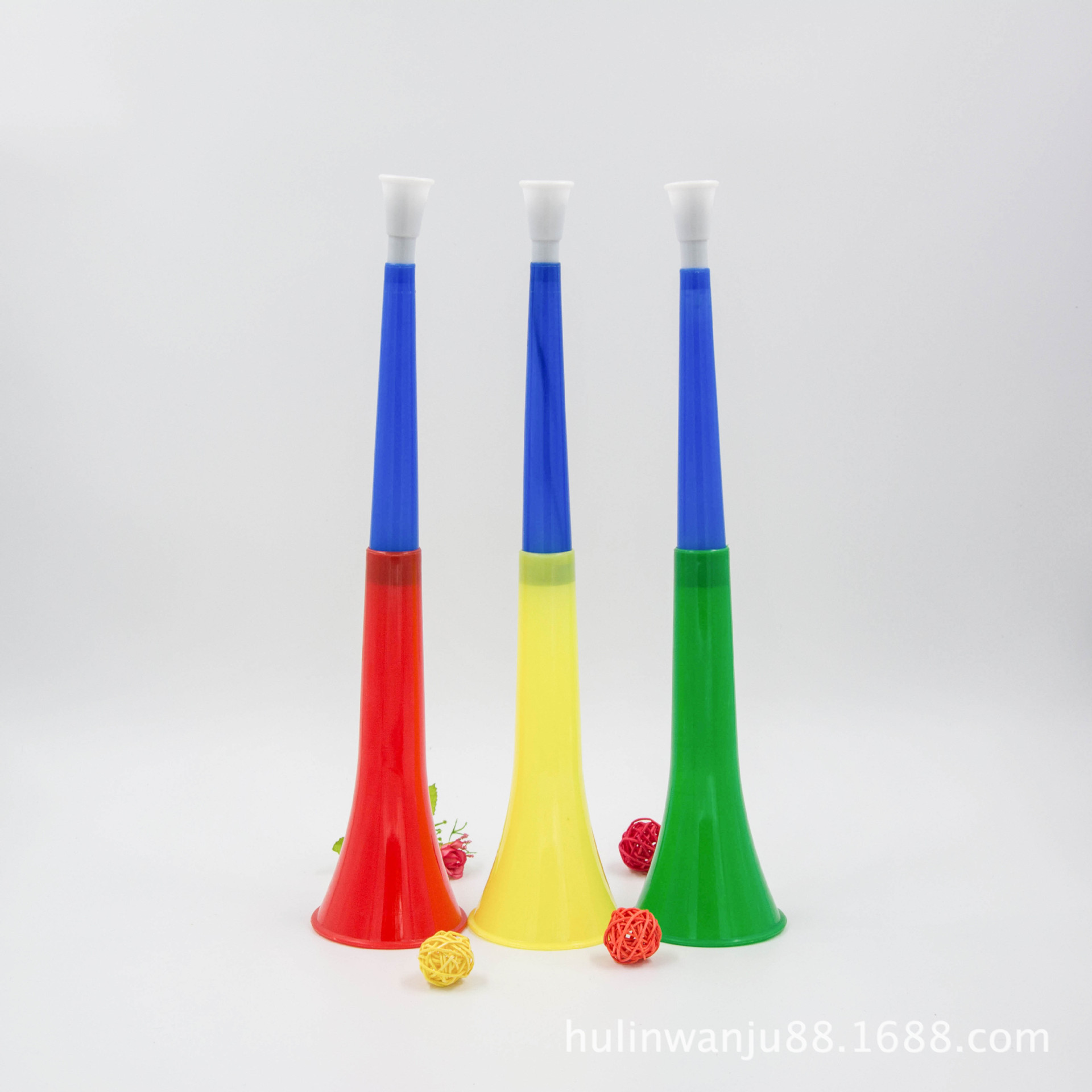 Dos bocinas de plástico retráctiles grandes bocinas de fan bocinas de color bocinas apoyos juguetes para niños