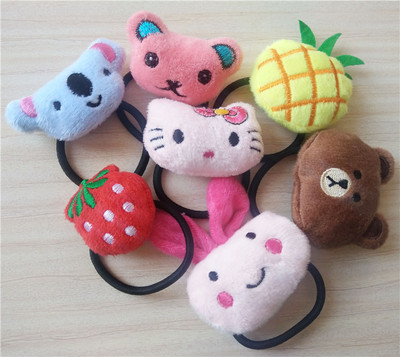 女孩头饰_儿童可爱毛绒小猫兔子卡通扎头绳发