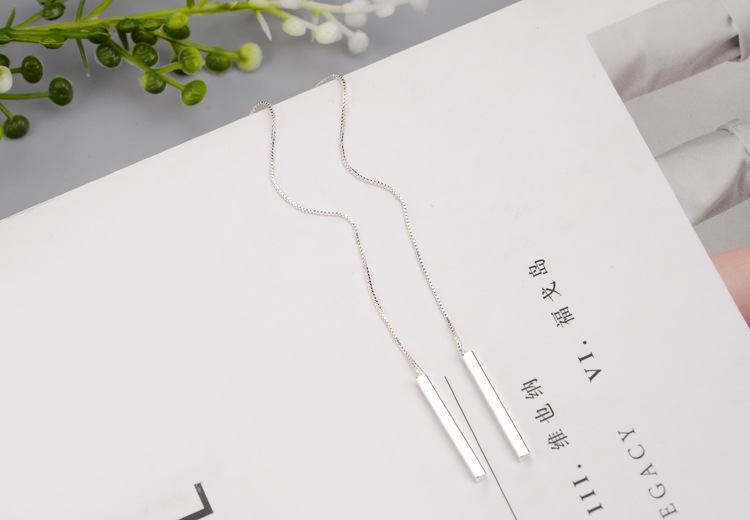 S925 pendientes de plata esterlina estilo coreano geométrico largo pendientes simples pendientes de mujer pendientes de moda