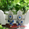 Ethnic antique accessory, retro fashionable long earrings, ethnic style, with gem, wholesale