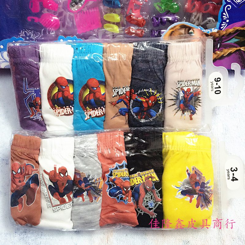 Foreign Trade Cartoon Spiderman Boys Briefs 6 Pack Little Boy Briefs Baby Children's Underwear
