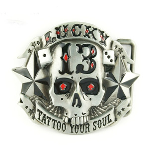 One-piece delivery lucky 13 Ghost Head Skull belt buckle European and American fashion hip hop American casual buckle