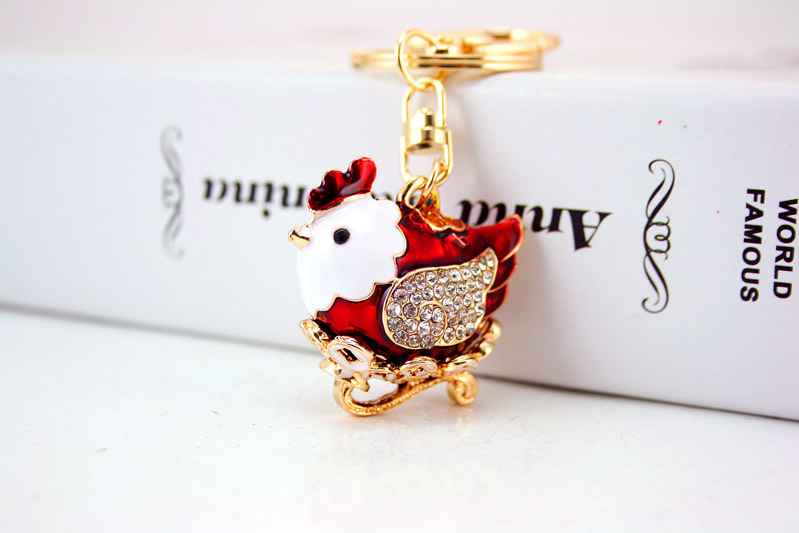 39g Weight Birthday Occasion Alloy, Metal Material Animal Pattern Unisex Gender Cute Diamond Zodiac Chicken Metal Pendant Keychain 1