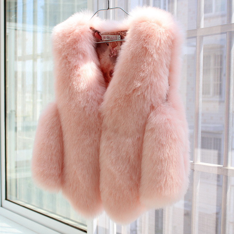 2017 Children's clothing Autumn and winter girl leather and fur Fox Vest children waistcoat thickening coat vest