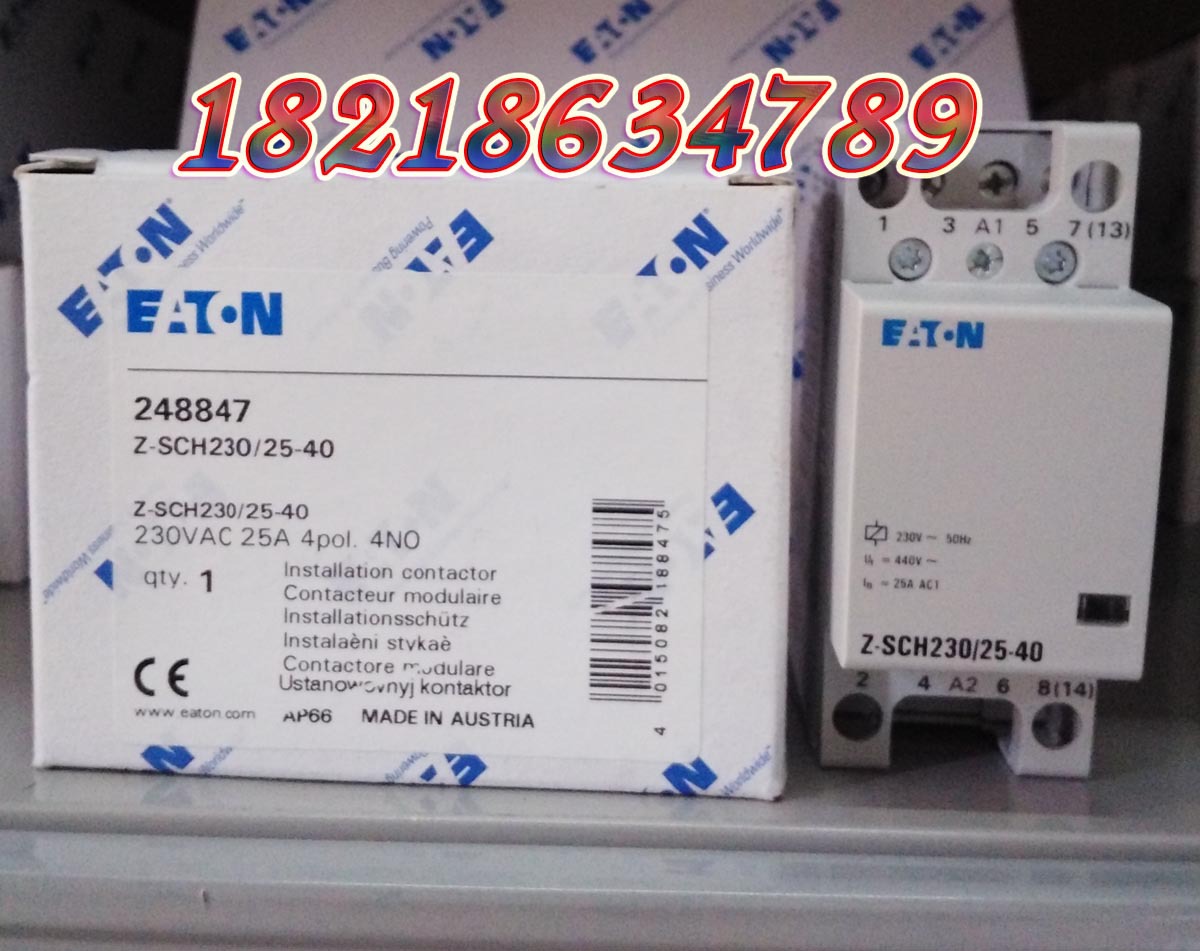 EATON 穆勒建筑用接触器Z-SCH 230/25-40 原装正品25A4常开
