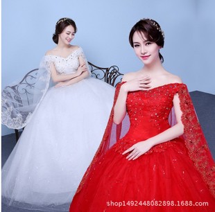 plus size Red Wedding Dress 2024 New Bridal Wedding Dress off-shoulder Slim Slim Long Slim Fit Floor-length