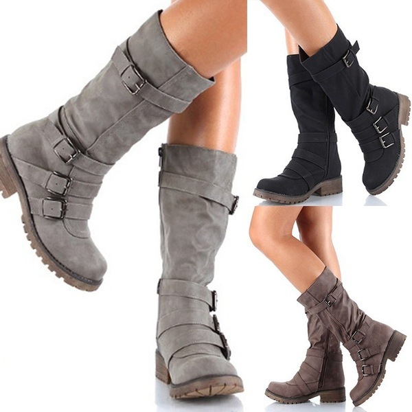 New Long Barrel Thick-heeled Women’s Boots Flat Bottom 