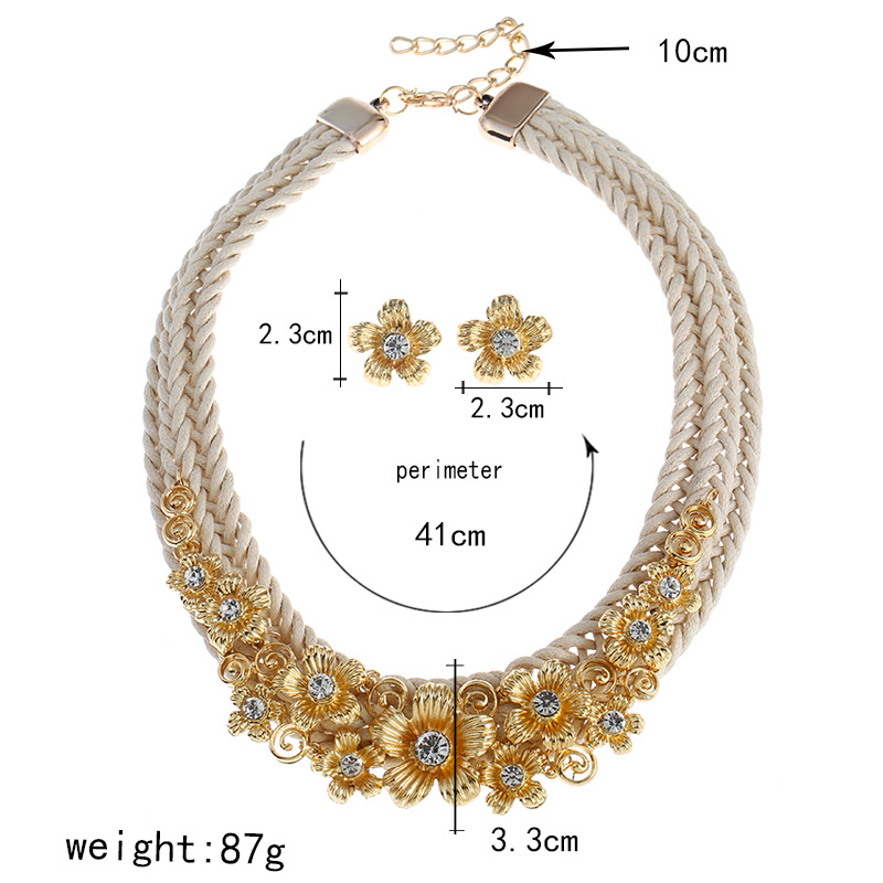 Occident and the United States alloy plating Necklace Set (white)NHVA4496-white