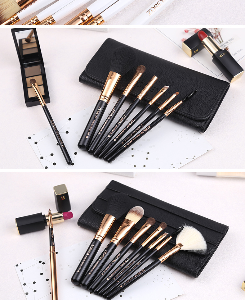 Zhuoerya Vier Farben Neue 7 Make-up Pinsel Set Pinsel Rouge Pinsel Grundierung Pinsel Mit Make-up Pinsel Tasche Make-up Pinsel Set display picture 3