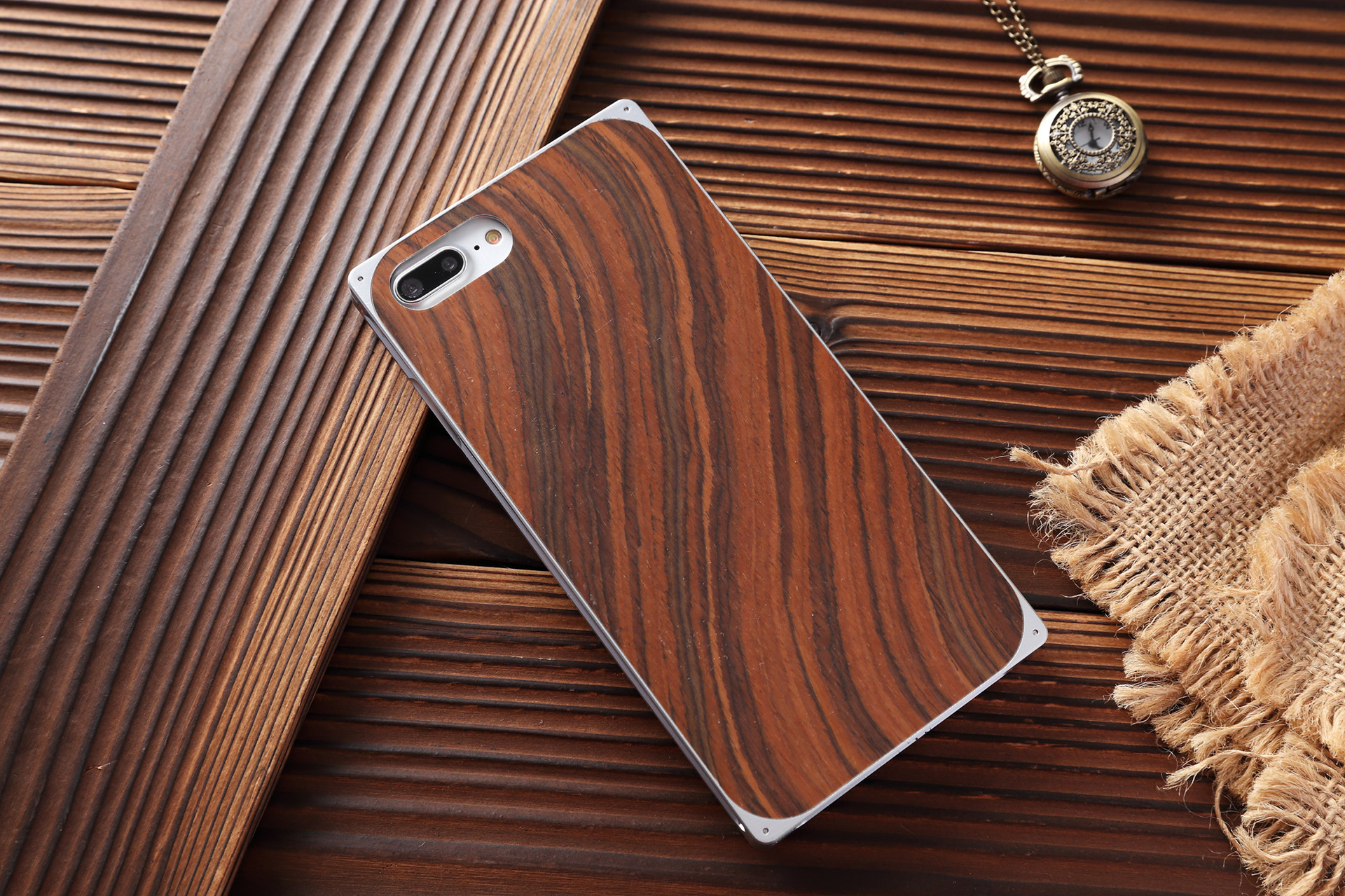 Armor King Natural Wood Aluminum Hybrid Shockproof Hard Metal Protective Cover Case for Apple iPhone 7 Plus & iPhone 7