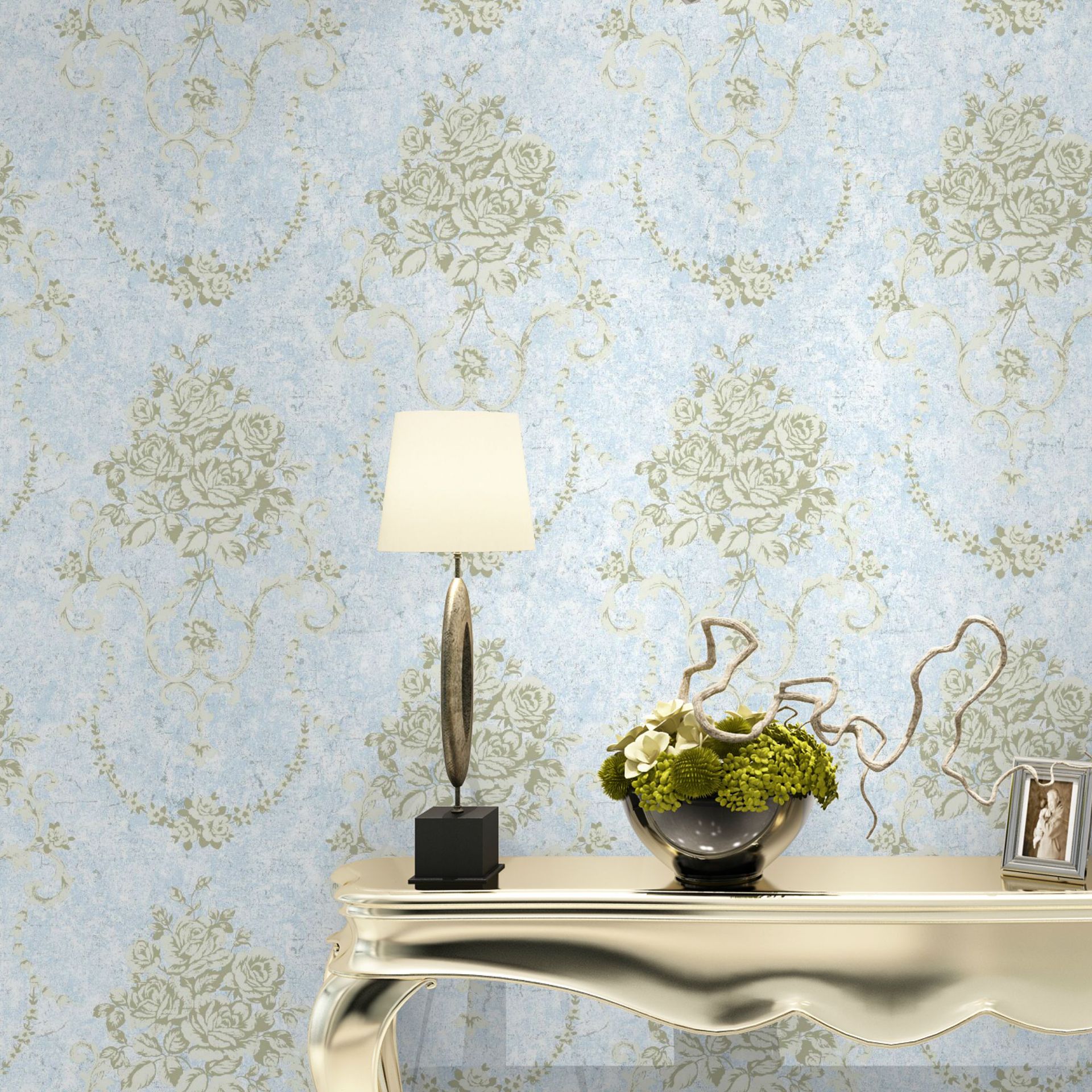 美式田园无纺布壁纸 卧室客厅电视背景墙复古纯色素色AB版墙纸