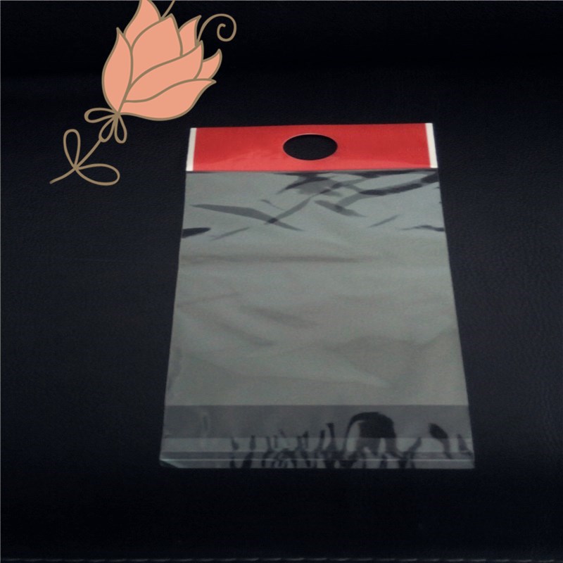供应广东红色印刷OPP袋子透明OPP胶带不干胶胶贴袋赠品瓶挂包装袋