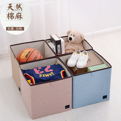 Japanese Simplicity Fabric art storage box Toys Debris Finishing Box Deposit box Plaid cabinet Arrangement Storage box Fabric art