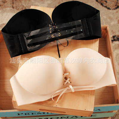 夏季无肩带隐形女士内衣美背调整型性感胸罩无痕无钢圈少女文胸