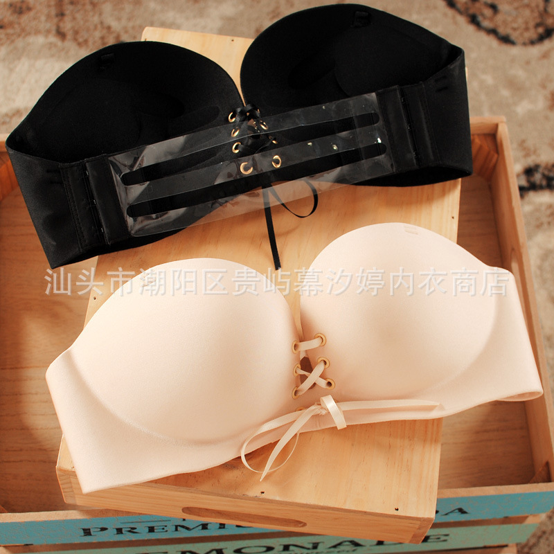 夏季无肩带隐形女士内衣美背调整型性感胸罩无痕无钢圈少女文胸