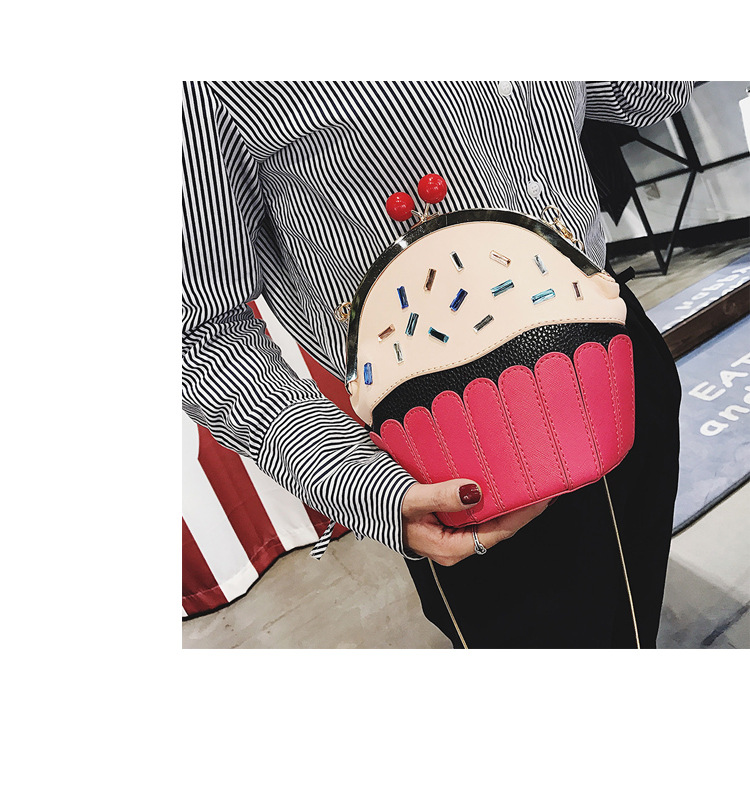 Women's Small Pu Leather Ice Cream Cute Bucket Clipped Button Shoulder стиле bag display picture 3