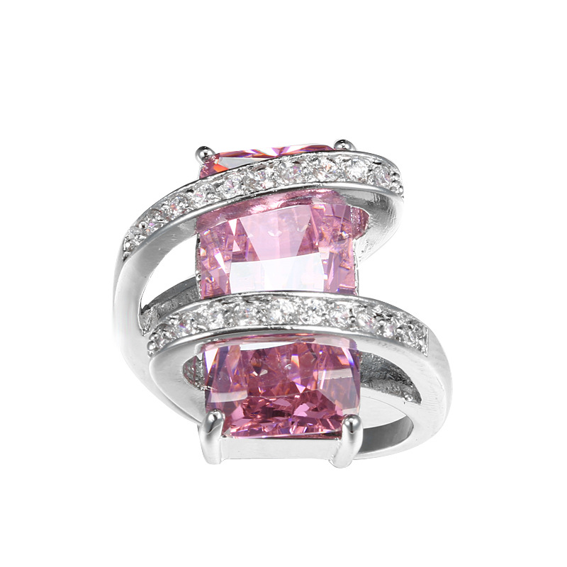 Retro Geometric Copper Plating Zircon Rings 1 Piece