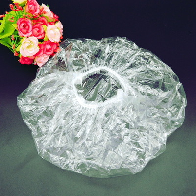 塑料防水加厚一次性浴帽焗油帽染发帽洗头淋浴条形帽子100只
