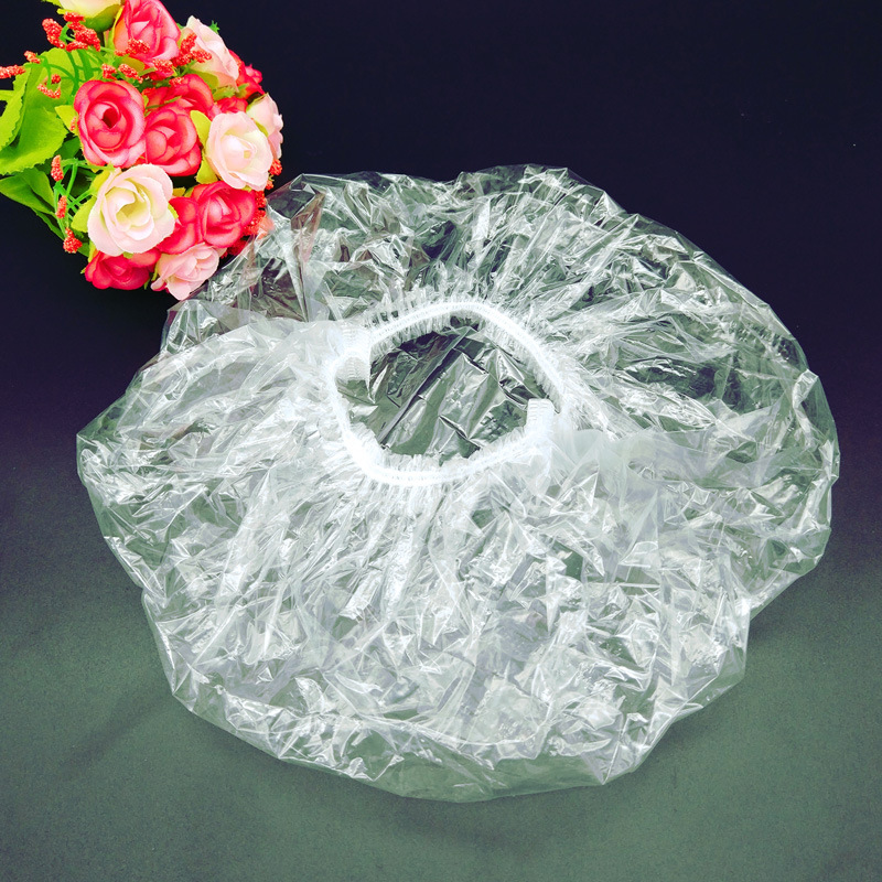 塑料防水加厚一次性浴帽焗油帽染发帽洗头淋浴条形帽子100只
