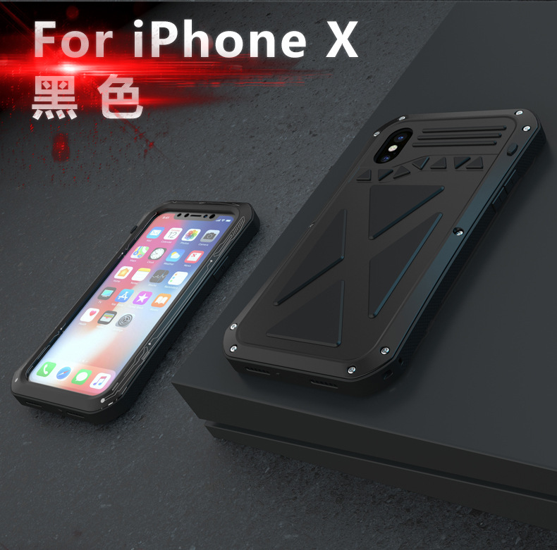 R-Just X-Men Superhero Slim Waist Stainless Steel Dirtproof Shockproof Heavy Duty Metal Case Cover for Apple iPhone X
