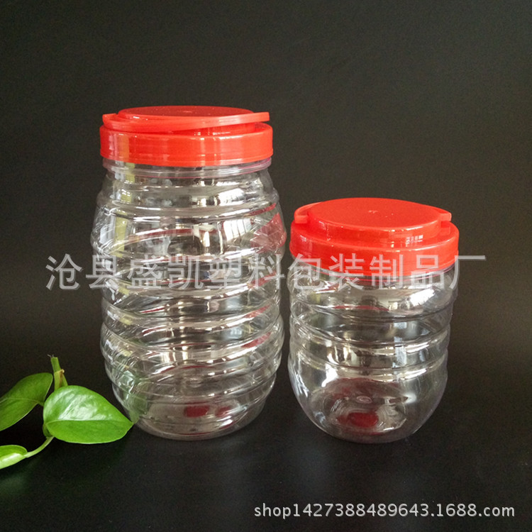 厂家直销500ml1000ml塑料瓶 pet透明塑料罐 手提食品塑料包装瓶