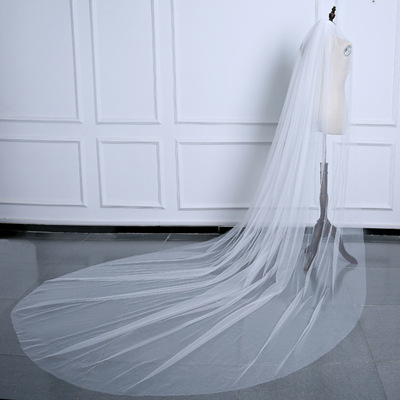 新款简约裸纱新娘结婚头纱影楼拍照造型带面纱头纱厂家直销可定制|ru