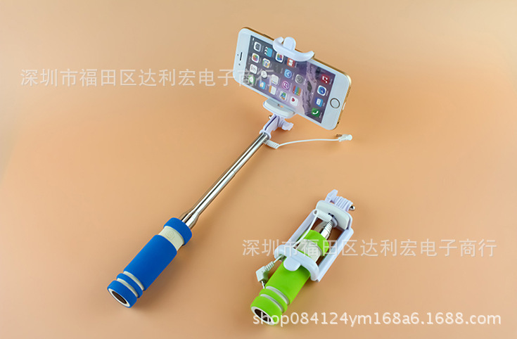 廠家批發迷妳自拍杆壹體折疊杆手機通用線控拍照袖珍小巧自拍神器