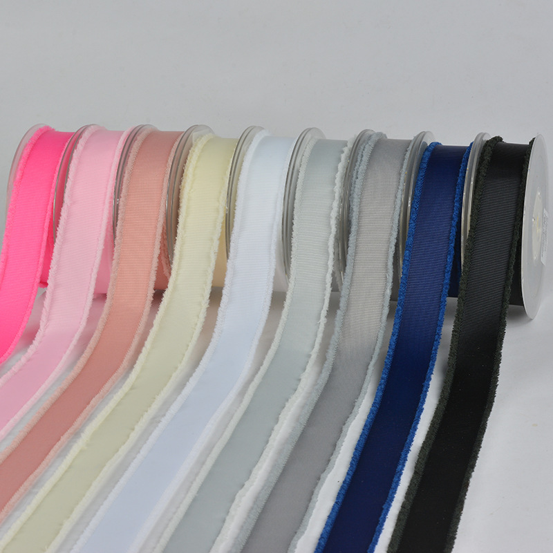 姚明织带 批发涤纶罗纹须边丝带 礼品包装配件 服装辅料 25mm