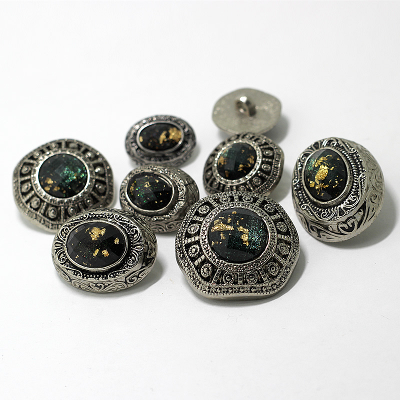 Button buckle specialty high-end retro ancient silver diamond buckle…