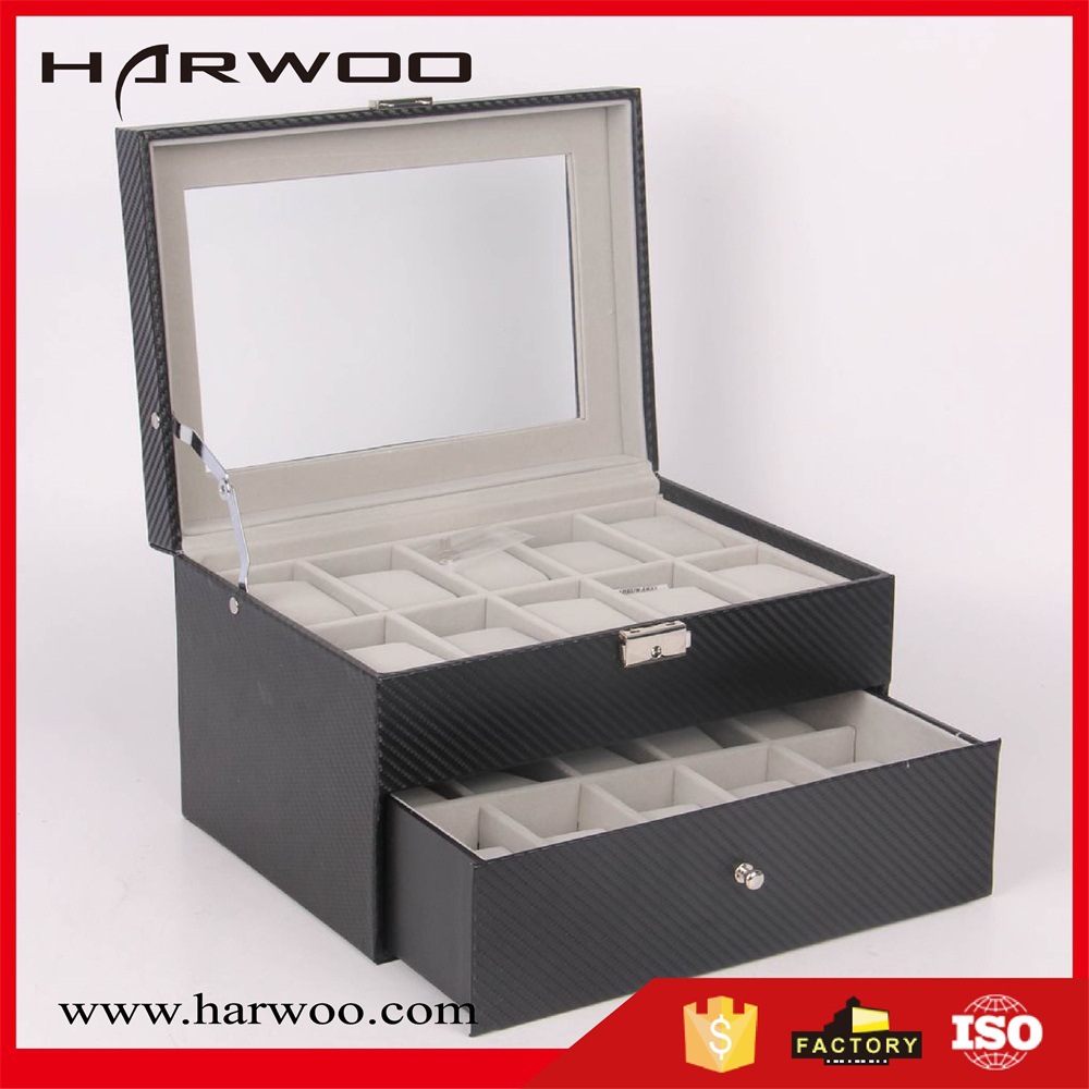 harwoo现货批发20位手表盒高档手表饰品展示盒手表首饰收纳包装盒