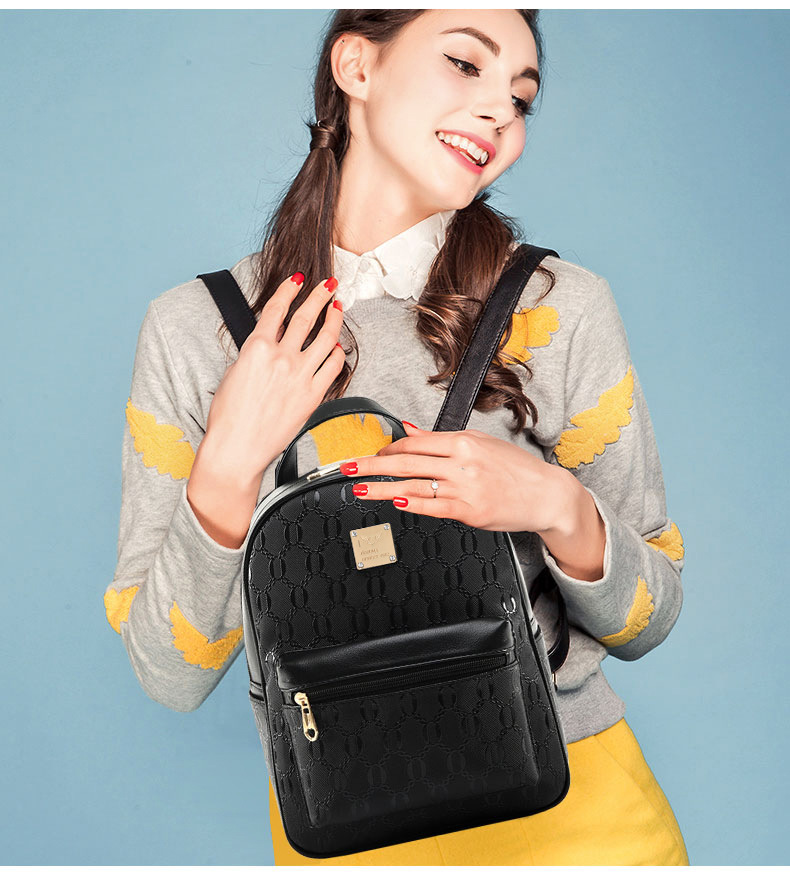 2017 bolso de mujer nueva moda casual de moda de mujer mochila de gran capacidad multiusos de cuatro piezas de cuero PU Mochila De mujer