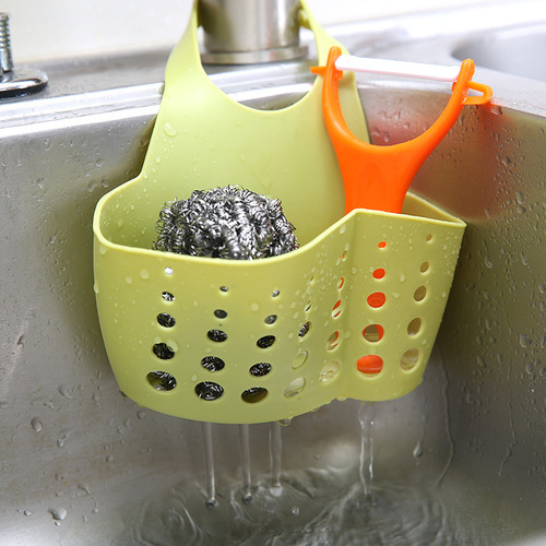 Adjustable sink hanging bag snap storage hanging basket kitchen faucet storage rack sponge drain storage hanging rack