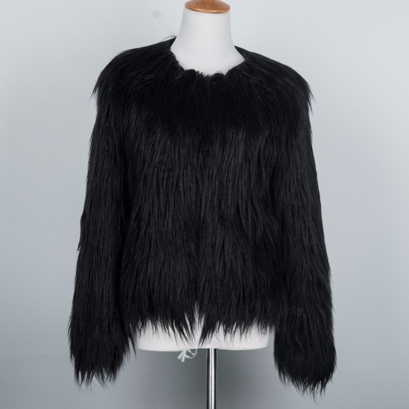 Women's Fashion Solid Color Zipper Coat Faux Fur Coat display picture 9