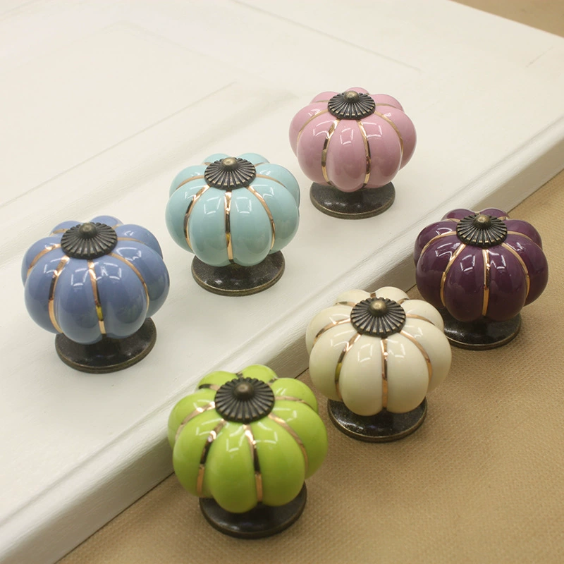 Ivory white pumpkin gourd hand European modern minimalist rural drawer cabinet wardrobe door cartoon ceramic handle