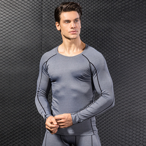 Men's tight fitness gyms sports running training T-shirt stretch quick-drying long-sleeved shirt