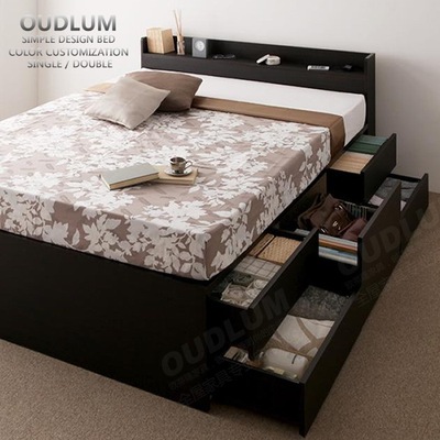 日式板式床大箱体储物榻榻米抽屉床创意单人 双人收纳高箱床R616F|ms