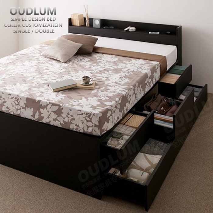 日式板式床大箱体储物榻榻米抽屉床创意单人 双人收纳高箱床R616F|ms