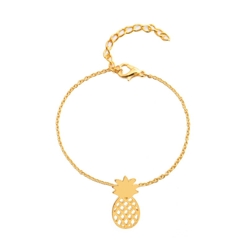 Approvisionnement Du Commerce Extérieur Européen Et Américain Populaire Bracelet Mignon Creux Ananas Bracelet Alliage Pendentif Fruits Bracelet Cheville Gros display picture 3